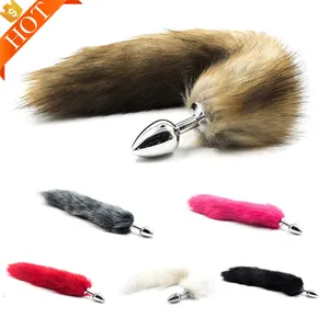 Ücretsiz özel kutu-paslanmaz çelik Metal sahte kürk tilki köpek kuyruk Anal Plug popo fiş BDSM flört anüs fiş yetişkin oyunları ürün - Product Image 4