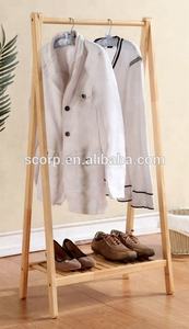 Modern Wooden <b>Stand</b> Clothes Hanger Rack with Shelf for Living Room - Product Image 3