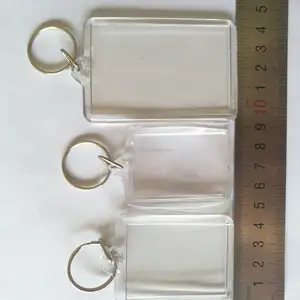 空白のキーリング透明プラスチックアクリル写真キーホルダー