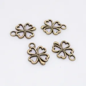 Cổ điển kim loại hợp kim antique bronze charms may mắn Bốn Lá Cỏ Ba Lá mặt dây quyến rũ cho đồ trang sức vòng cổ làm