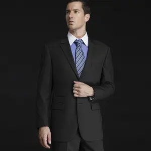 Yeni stil çentik yaka gri 70% yün iki düğme ucuz erkek takım elbise terzi elbise
