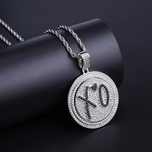Collier à disque double couche rotatif Migos <span class=keywords><strong>Rap</strong></span> XO avec colliers pendentifs mode Zircon et <span class=keywords><strong>Love</strong></span> - Product Image 4