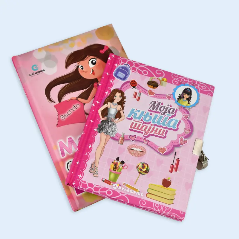 Servicios de impresión de corta duración para diario de niña, con bloqueo premium, cuaderno secreto Rosa personalizado, diario, venta al por mayor