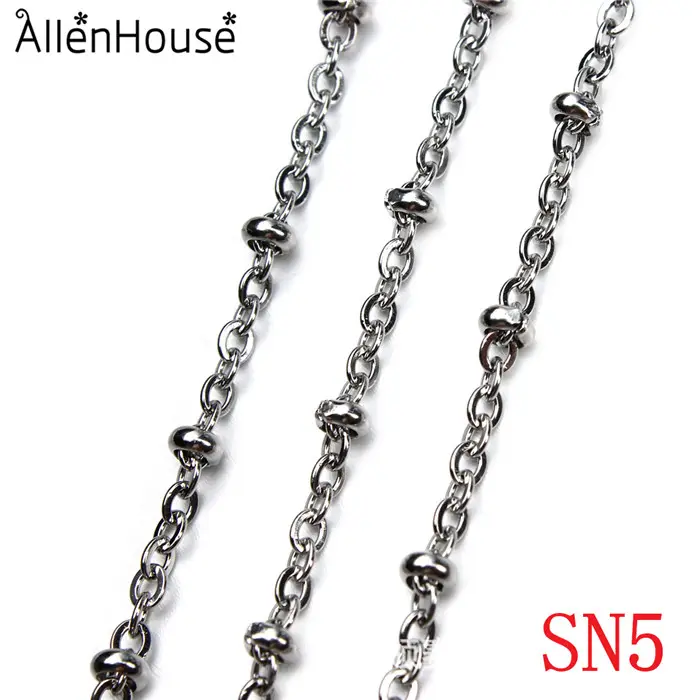 Online shopping Wholesale maskuline 316L Stainless Steel hohe poliert silber Colour runde oval Bead Chain For Men