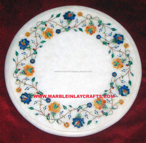 Exporter <b>White</b> <b>Round</b> Marble Inlay <b>Table</b> Top - Product Image 1