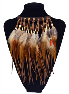 <span class=keywords><strong>Collana</strong></span> Glamour con <span class=keywords><strong>Piume</strong></span> e Nappine per Donne, Design Indiano, Gioiello Esagerato con Ciondoli - Product Image 2