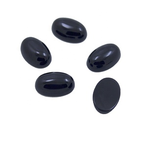 Al por mayor piedras preciosas naturales material forma oval posterior plana negro Onyx Cabochon - Product Image 6