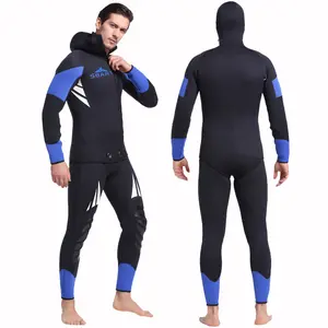 SBART 5mm dalış elbisesi neopren dalgıç kıyafeti soğuk geçirmez Spearfishing Wetsuit neopren 5MM erkek Wetsuit başlıklı