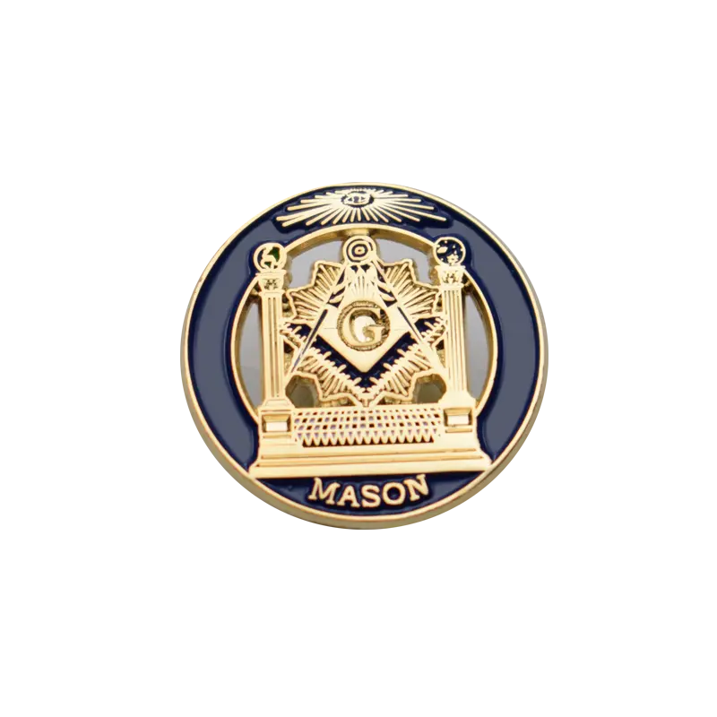 Custom logo metal maker hand factory price round masonic lapel pins regalia wholesale masonic pins