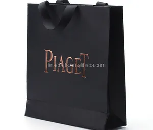 High quality Customized black card gift bag paper shopping bag for clothing company and promotion