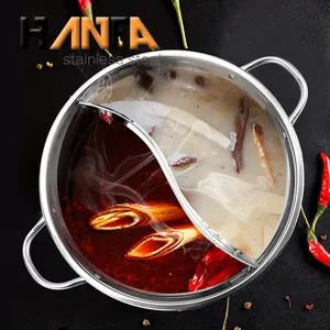 Stainless steel cooking pot induction hot pot twin double pot with divider