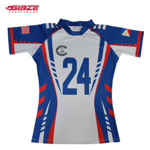 <span class=keywords><strong>Camiseta</strong></span> de <span class=keywords><strong>Rugby</strong></span> Personalizada al por Mayor de <span class=keywords><strong>Tonga</strong></span>, Azul Liso, 100% Poliéster - Product Image 6