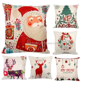 45X45cm Hoge Kwaliteit Zachte Comfortabele Kerstman Gedrukt Kussenslopen Decoratieve Strand Katoen Kerst Kussenhoes