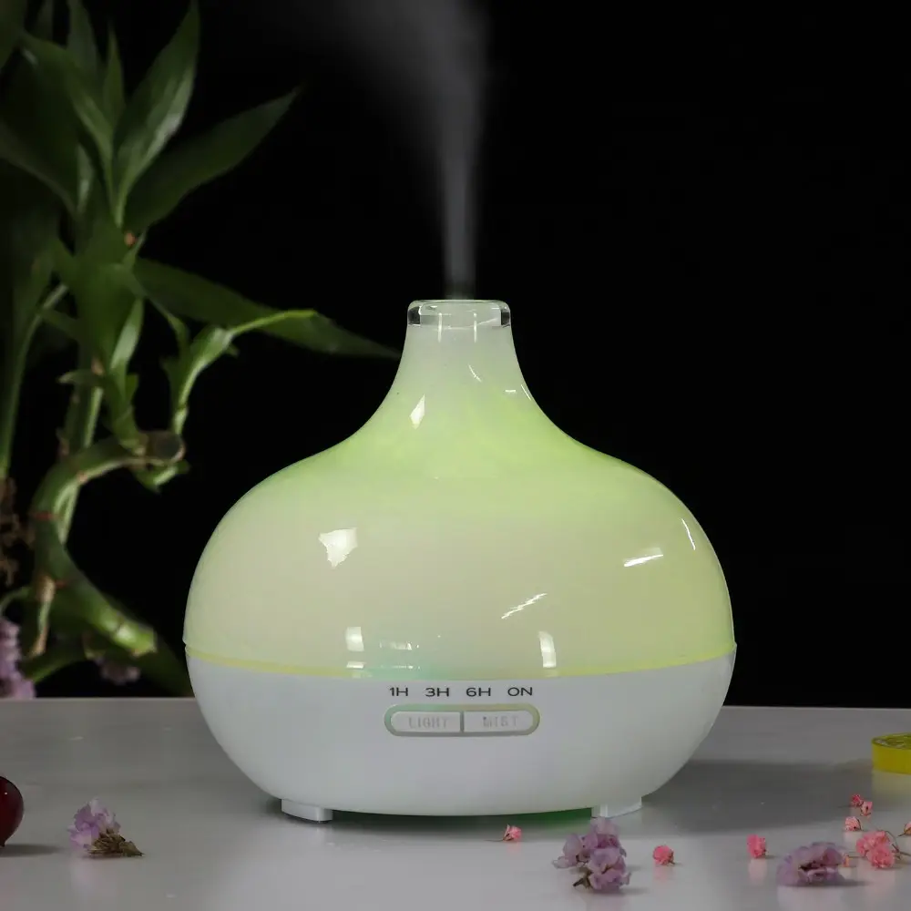 Spa Modern White Glass Essential Oils Diffuser, 400ml larger glass Diffuser with 7 color Led Lamp Change