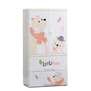 Armario de plástico con dos puertas abiertas <span class=keywords><strong>para</strong></span> bebé, armario de almacenamiento de plástico con cajón, venta al por mayor - Product Image 6