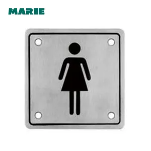 Placa de señal de puerta de inodoro rectangular de acero inoxidable, para hombre o mujer