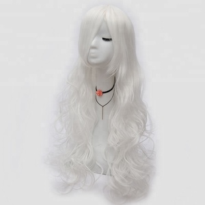 Commercio all'ingrosso 80cm lungo riccio <span class=keywords><strong>parrucca</strong></span> <span class=keywords><strong>bianca</strong></span> Cosplay Anime sintetico Halloween Party resistente al calore capelli Lolita <span class=keywords><strong>parrucca</strong></span> per le ragazze - Product Image 3