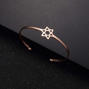 Loftily-pulsera de acero inoxidable pulido con diseño de Estrella de <span class=keywords><strong>David</strong></span>, brazalete de oro rosa de 18K para mujer - Product Image 4