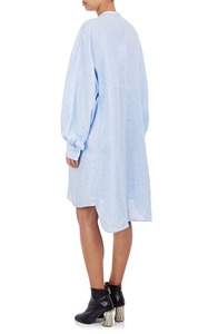 Diseño Loose Women Ropa <span class=keywords><strong>De</strong></span> Cambray Azul Claro Largo Puff Manga Shirtdress Cambray Camisa <span class=keywords><strong>de</strong></span> Vestir - Product Image 4