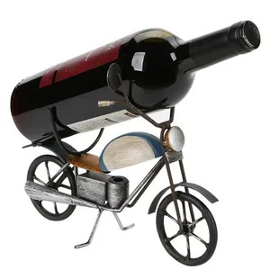 ชั้นเหล็กดัดวางขวดไวน์,อุปกรณ์ตกแต่งบ้านในอเมริกาชั้นวางขวดไวน์รูปทรงรถจักรยานยนต์ทำจากโลหะ