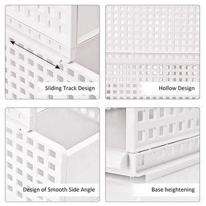 Caja de almacenamiento desmontable apilable de plástico para cocina y baño, organizador de armario, caja de almacenamiento de plástico plegable - Product Image 3