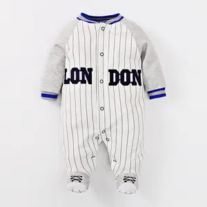 Roupas para bebês recém-nascidos, moda 100% algodão, estilo beisebol, macacão infantil