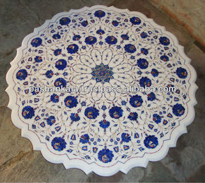 Pietra Dura Marqueterie de Pierre de Marbre À Manger Table Top - Product Image 1