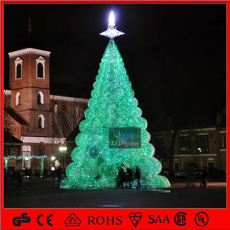 2013 natal decorativos grande verde das árvores com luzes bola para praça/plaza