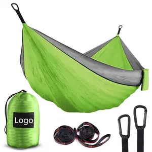 Hamac de Camping en Nylon, lit-balançoire d'extérieur/intérieur, avec 2 sangles de suspension, Parachute légère pour randonnée, facile à transporter