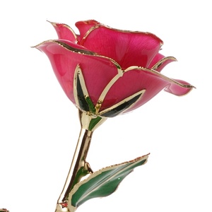 24 carati in oro rosa tuffato rose lungo artificiale d'oro coperto rose per la laurea, Di Natale, giorno di san valentino, regalo di nozze - Product Image 3