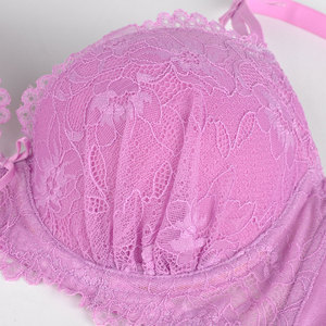 Conjunto de Lencería Sexy de Encaje Rosa Claro, Estilo Nuevo, para Mujer, Braguita y Sujetador Morados - Product Image 4
