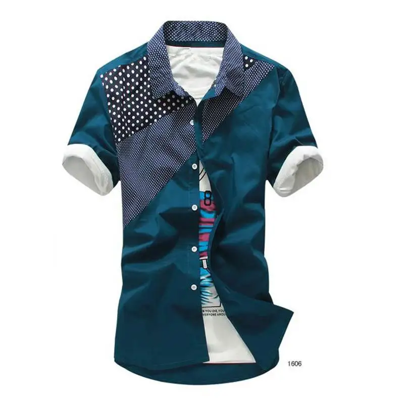 New design dot poke short sleeve blouse boys dress shirts for summer