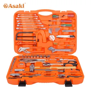 Asaki 86pcs机器汽车维修工具套装多功能维修机械师手动工具套筒棘轮可调扳手锤