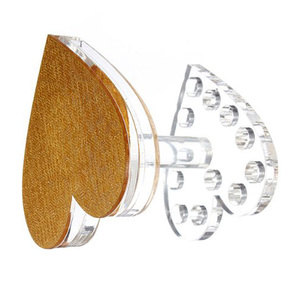 12 Lỗ Trang Điểm Nail Gel Pen Chủ Vàng Phần Còn Lại Đứng Hiển Thị Mỹ Phẩm <span class=keywords><strong>Display</strong></span> Đứng Acrylic Hình Trái Tim Bàn Chải Chủ - Product Image 4