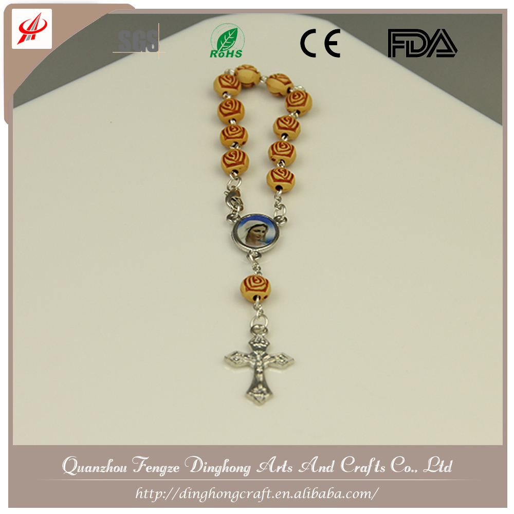 Différentes Perles Matériel et Saint Catholique Rosaire Bon Perles En Bois Chapelet Collier