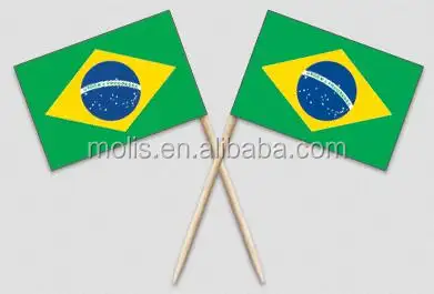Palito de dente decorativo com bandeira brasileira