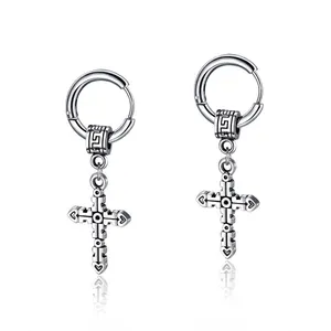 European fashion huggie dangle jesus cross earrings for men