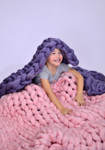 Super Chunky 100% <strong>Merino</strong> <strong>Wool</strong> Knit <strong>Blanket</strong> for Winter Plain Style - Product Image 2