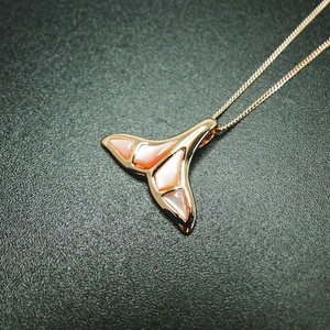 925 Sterling Silber Rose Gold Plated Pink Perlmutt Wal schwanz Anhänger - Product Image 4