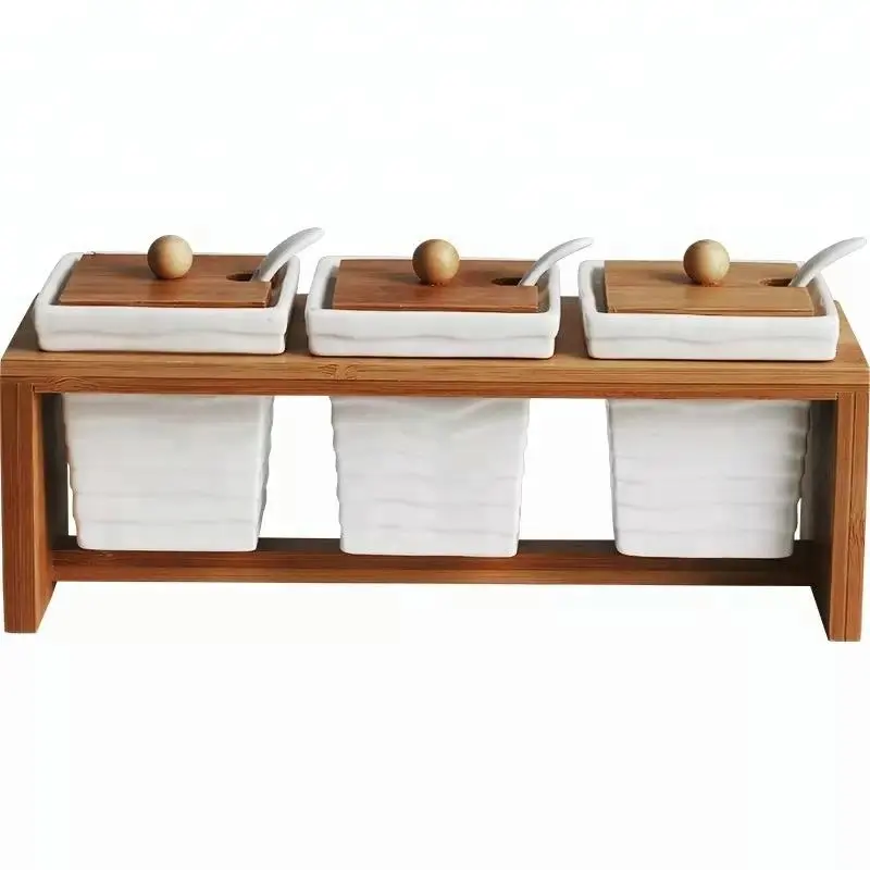 Set kotak penyimpan unik putih, set kaleng kecil porselen dengan desain terbaru untuk dapur