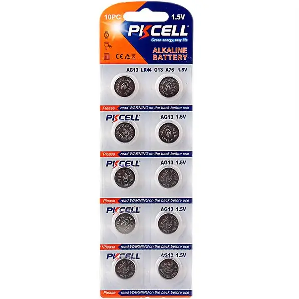 Pkcell 1.5V AG13 LR44 A76 düğme düğme hücre alkalin pil 10 adet blister kart paketi başına AG13