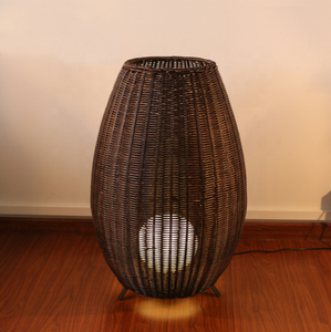 Lámpara de escritorio halógena de arco de Bola negra de lujo, pantallas de mimbre naturales para jardín, luz led de pie de suelo de bambú para exteriores - Product Image 3