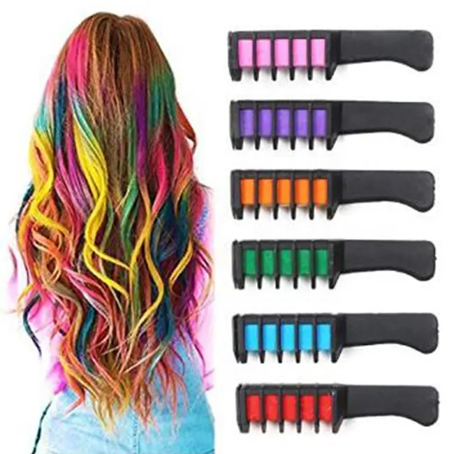 Dye For Hair Custom Logo 12 Colors Party Cosplay DIY Non-toxic Washable Temporary Hair Color Chalk Set For Girls Hair Dye Combs