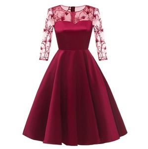 Elegante vestido rojo de encaje negro en una variedad de diseños elegantes  - Alibaba.com