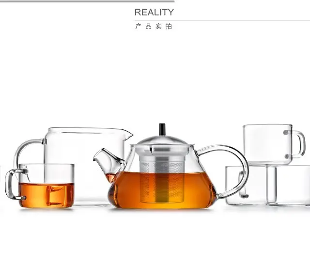 2023 New Wholesale High Borosilicate Clear Glass Tea Cup Set Tea Maker Teapot Glass Tea Pot Set With Infuser