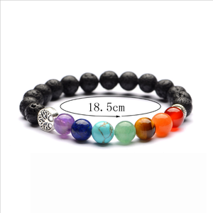 <span class=keywords><strong>Bracelet</strong></span> <span class=keywords><strong>Arbre</strong></span> <span class=keywords><strong>de</strong></span> <span class=keywords><strong>Vie</strong></span> en Pierre Naturelle, 7 Chakras, Pierre Volcanique, Diffuseur d'Huiles Essentielles pour Femmes - Product Image 3