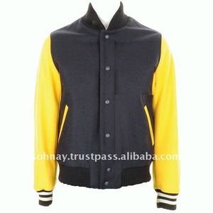 Vente en gros de veste universitaire en cuir véritable de qualité supérieure col montant laine corps Satin capuche pour l'école hiver manteau de style Hip Hop - Product Image 4