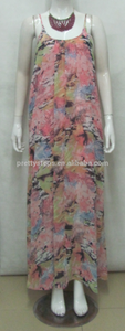 Pasos bastante 2015 pink floral largo maxi <span class=keywords><strong>vestido</strong></span> de gasa más el tamaño - Product Image 1