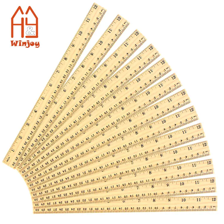 Wholesale and custom Eco-friendly wood ruler,measuring ruler 2 scale 12 inch and 30cm,natural wood teaching ruler.