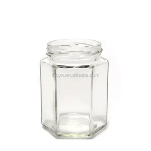 หกเหลี่ยมแก้ว Jar 3 oz (80ml) Squat W/ฝาปิดทอง